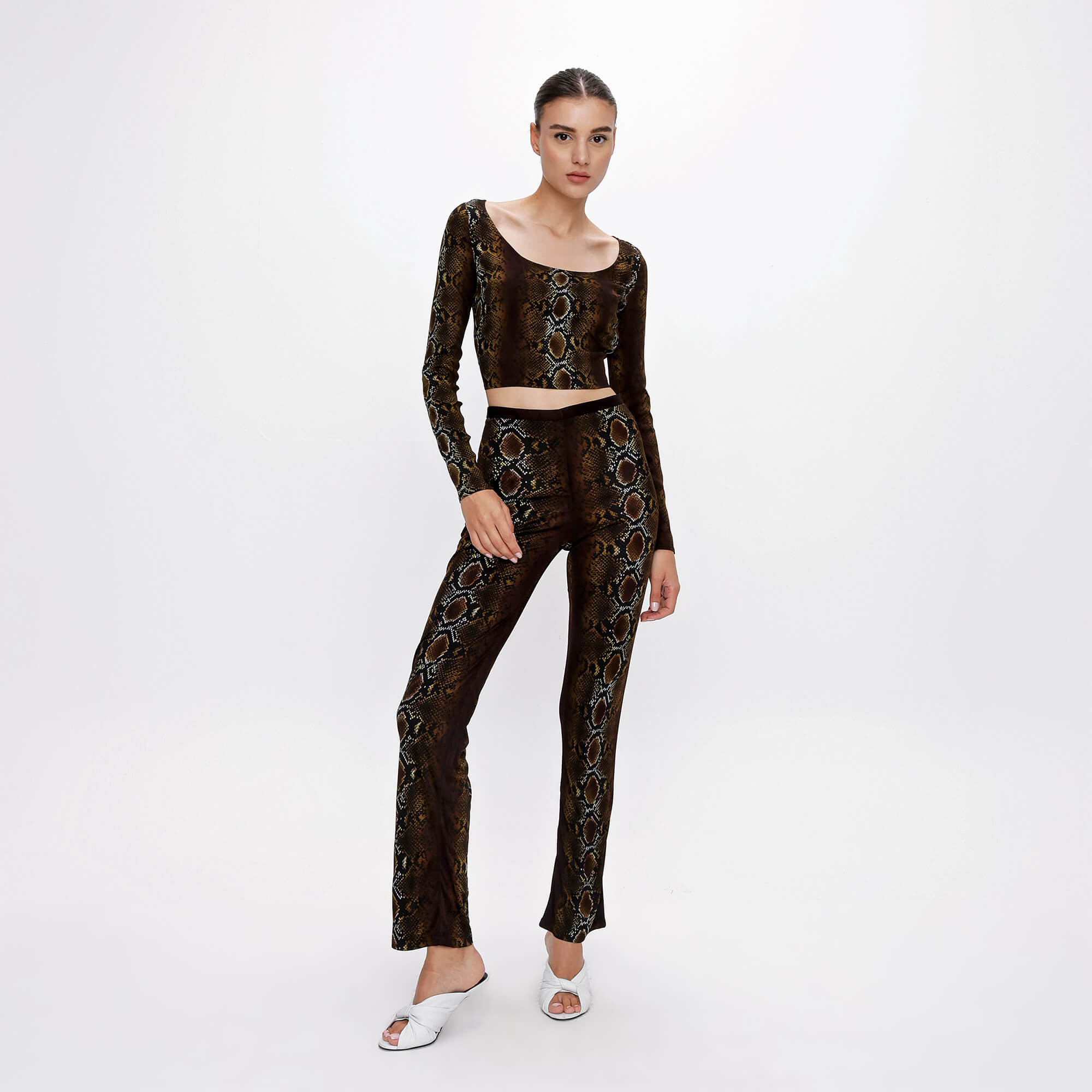 Versace - Brown Python Print Leggins&Top